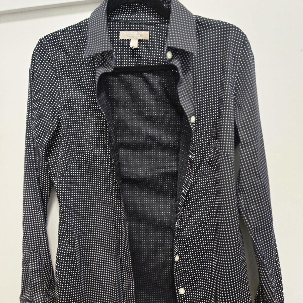 Banana Republic Navy and White Dot Shirt